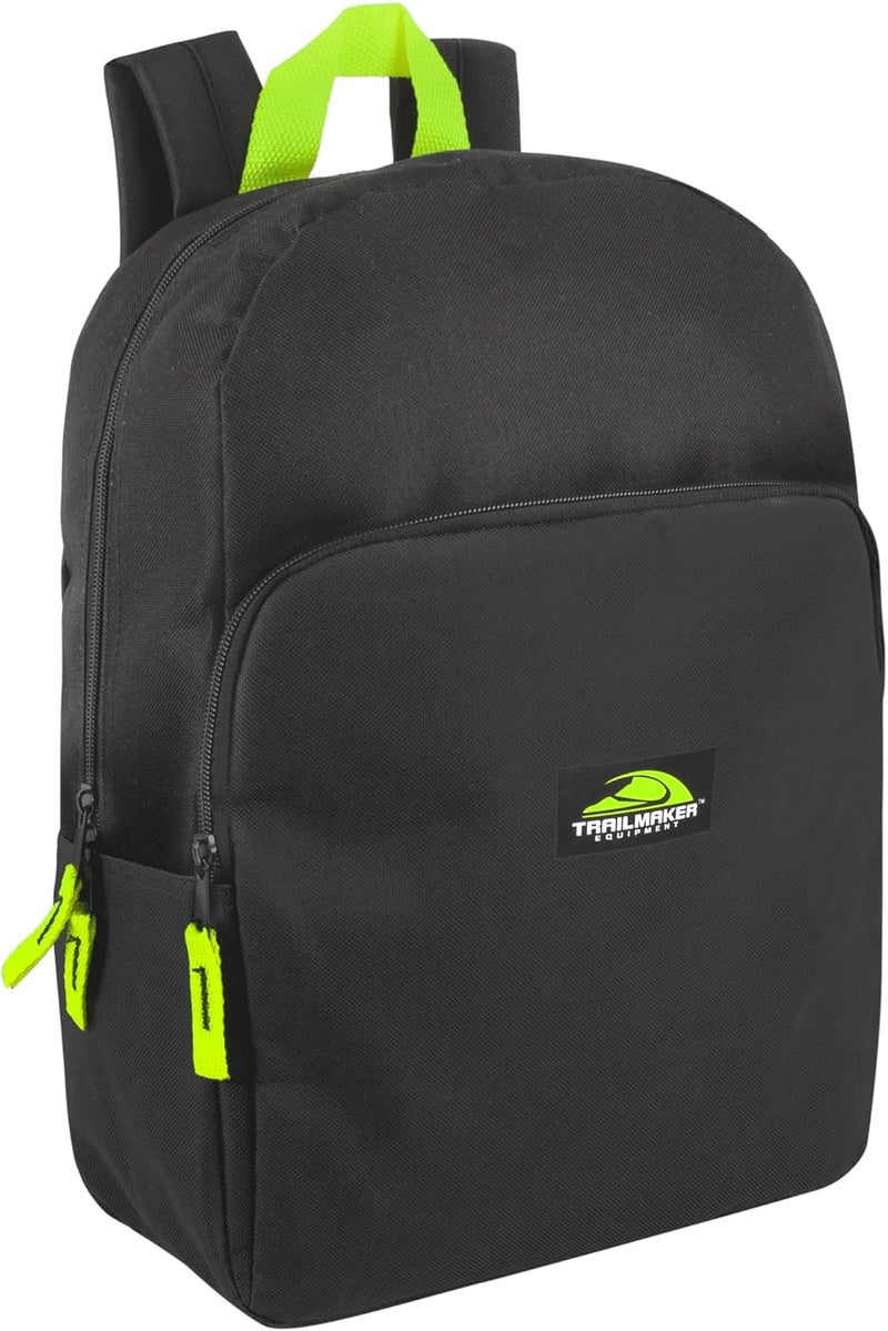 Trailmaker Color Block Backpacks for School Boys and Girls, 15 Inch Two Tone Colorful Small Travel Backpack for Kids (Black) - Image 1